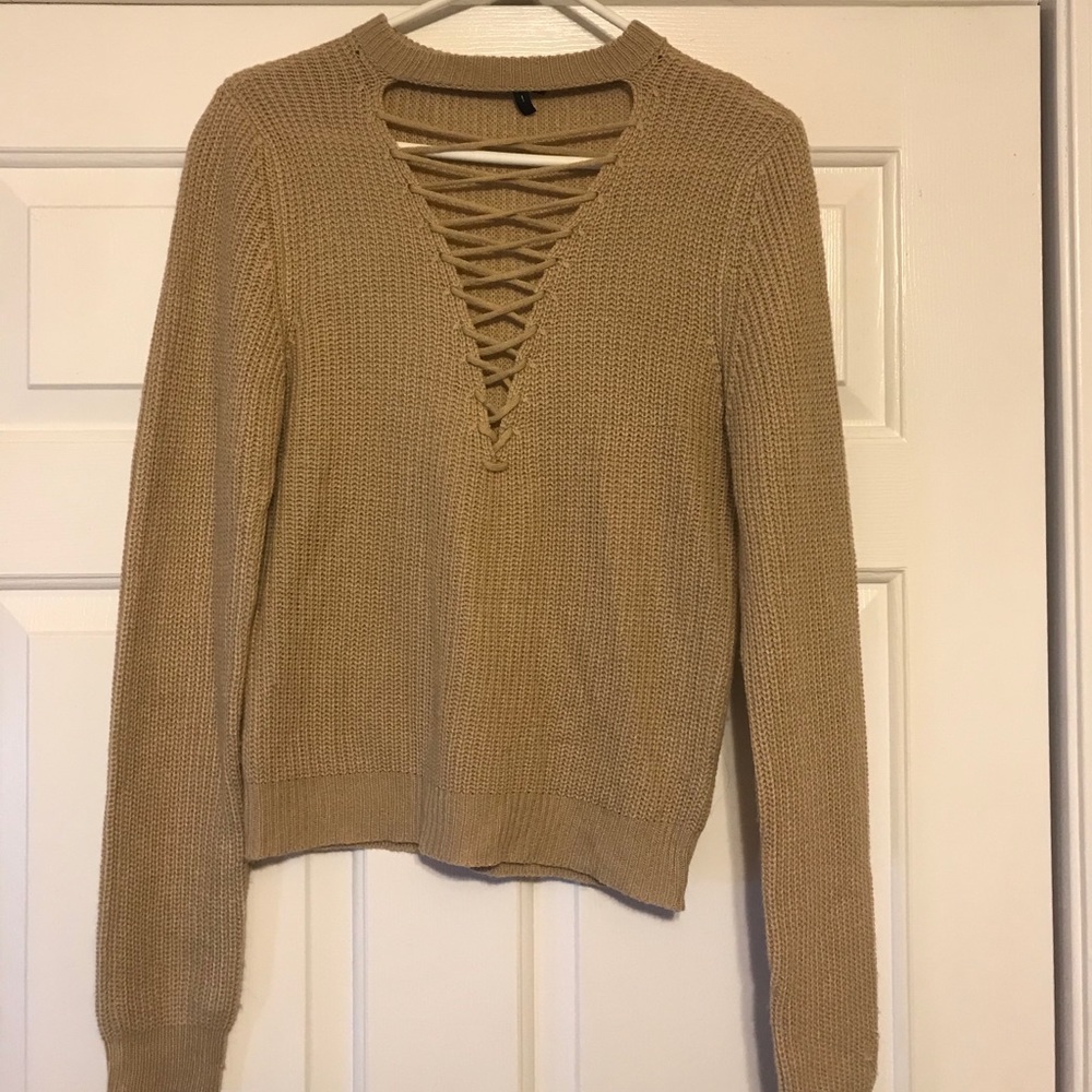 Lace up sweater
